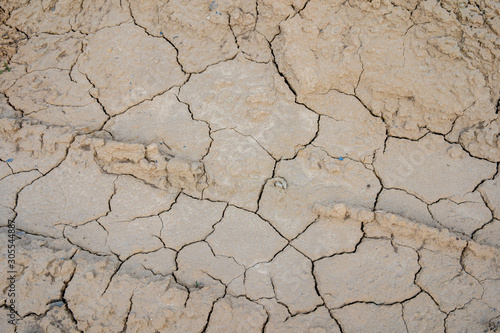 Cracked dried up soil in the summer period without rain