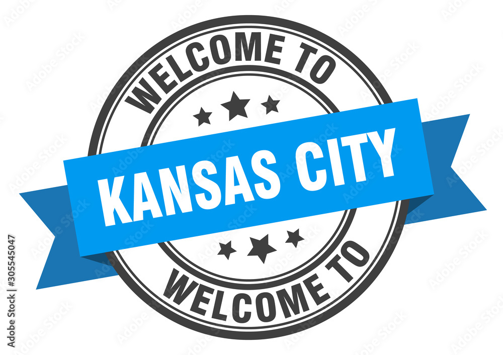 Kansas City stamp. welcome to Kansas City blue sign Kansas City stamp. welcome to Kansas City blue sign