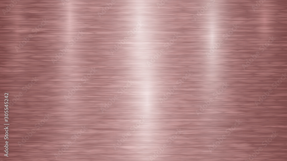 Abstract metal background with glares in red and bronze colors