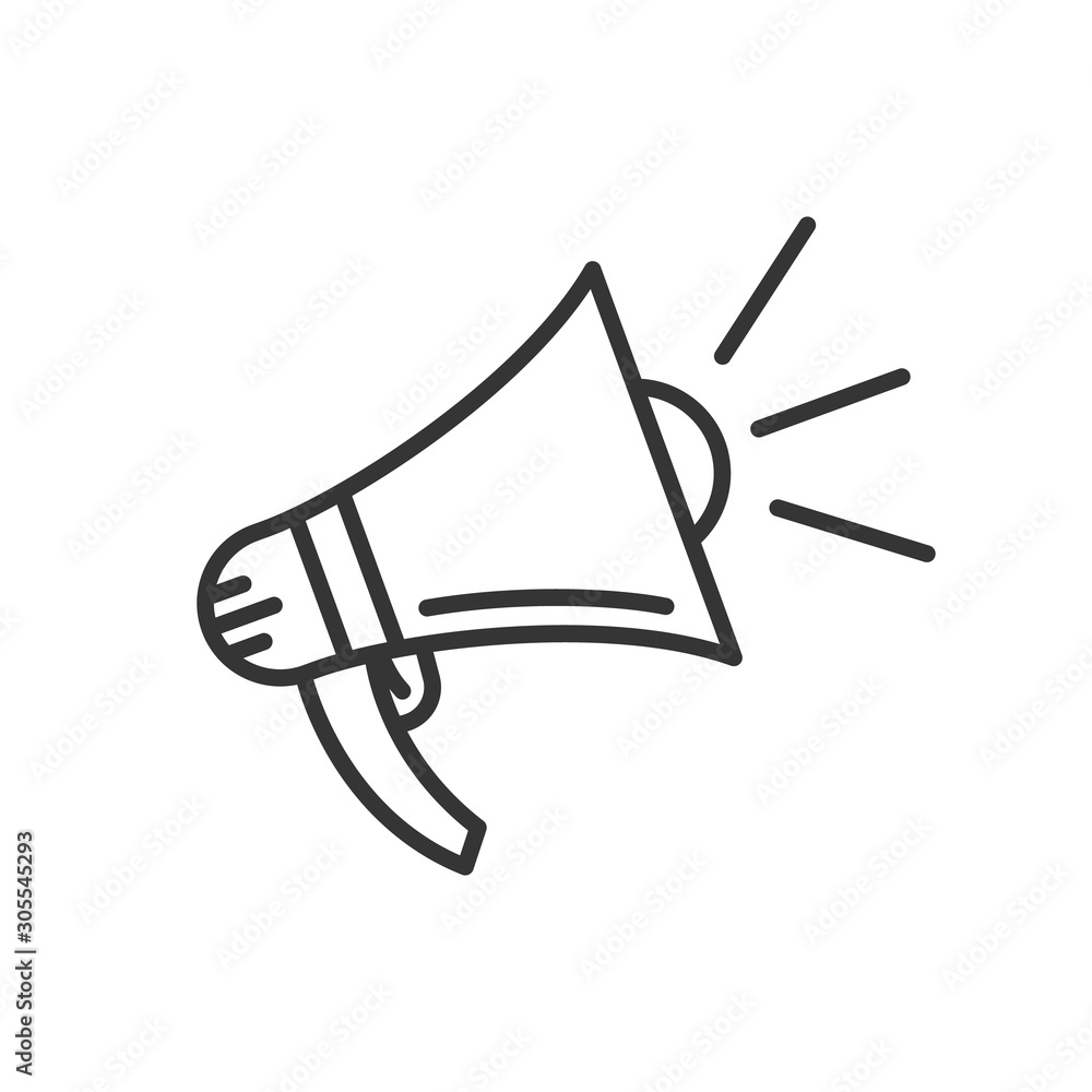 Vector Megaphone icon in flat linear design. Vector Megaphone icon in flat linear design.