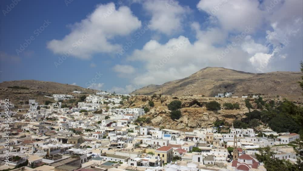 Rhodes island. Greece. Aerial view on white town Lindos Rhodes island. Greece. Aerial view on white town Lindos