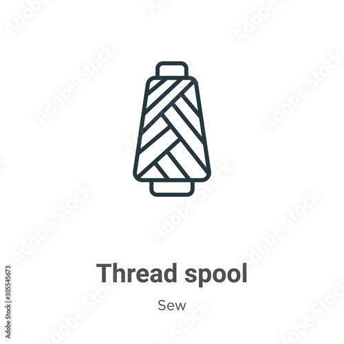 Thread spool outline vector icon. Thin line black thread spool icon, flat vector simple element illustration from editable sew concept isolated on white background