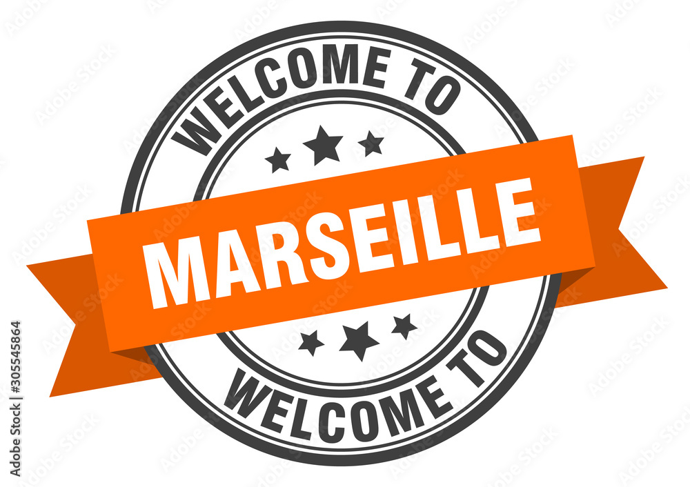 Obraz premium Marseille stamp. welcome to Marseille orange sign