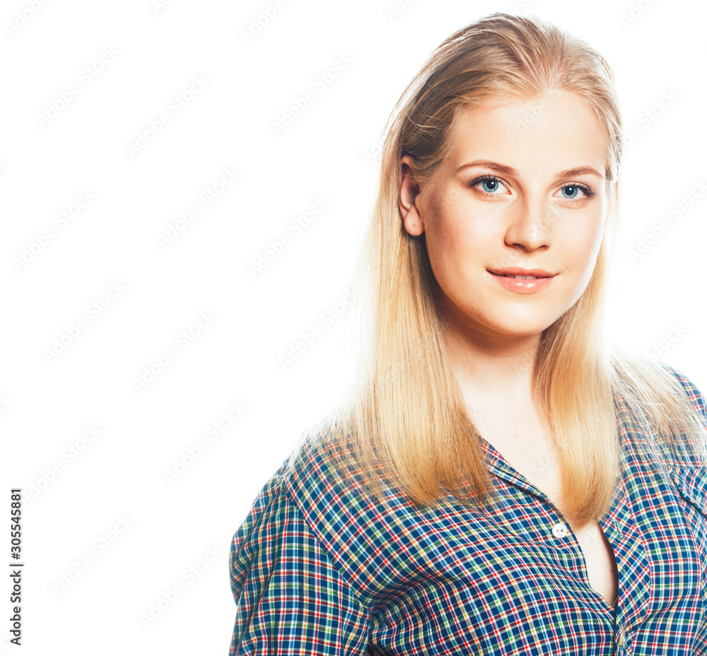young pretty teenage hipster girl posing emotional happy smiling on white background, lifestyle people concept young pretty teenage hipster girl posing emotional happy smiling on white background, lifestyle people concept