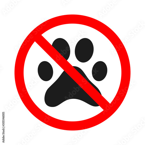 No pets allowed sign. Forbidden animal footprint
