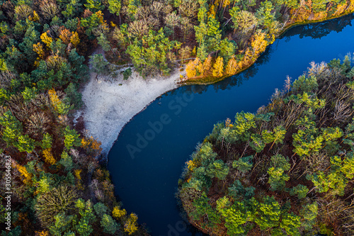 An aerial view from above on national park Loonse en Drunense duinen during fall near Loon op Zand, Brabant, Netherlands