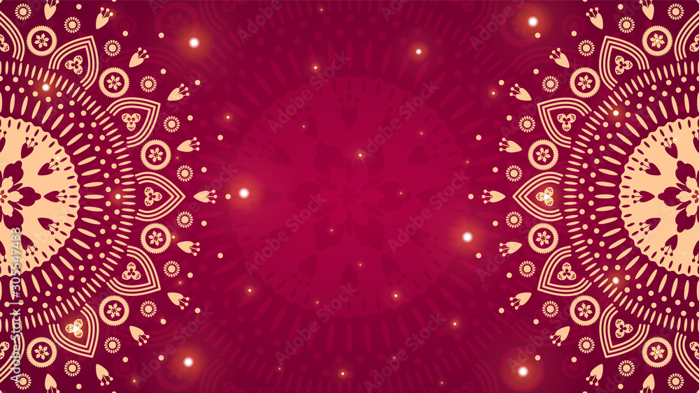 golden ornament mandala on gradient red background. golden ornament mandala on gradient red background.