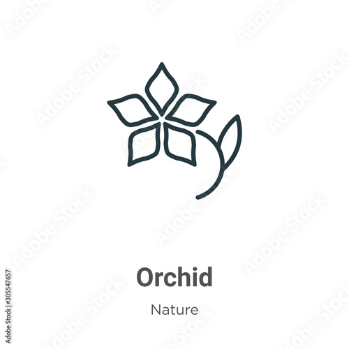 Orchid outline vector icon. Thin line black orchid icon, flat vector simple element illustration from editable nature concept isolated on white background