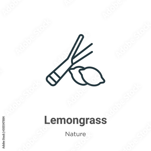 Lemongrass outline vector icon. Thin line black lemongrass icon, flat vector simple element illustration from editable nature concept isolated on white background