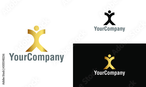 Letter X and human logo icon design template elements. Simple minimalist template graphic illustration. Creative vector emblem, for icon or design concept.