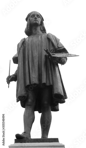 Urbino, PU, Italy - November 1, 19: Statue of painter Raffaello photo