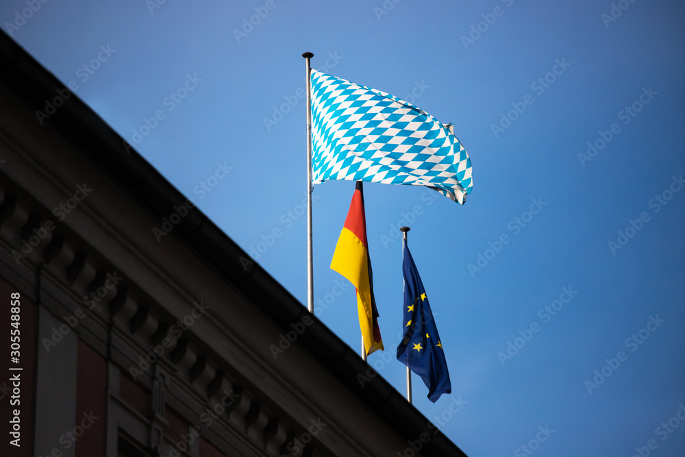 bavarian flag in the wind