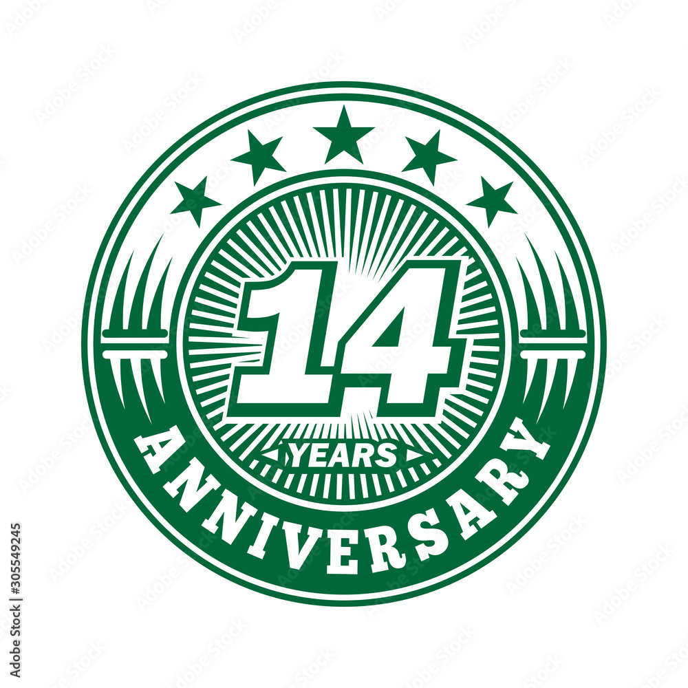 14 years logo. Fourteen years anniversary celebration logo design. Vector and illustration. 14 years logo. Fourteen years anniversary celebration logo design. Vector and illustration.