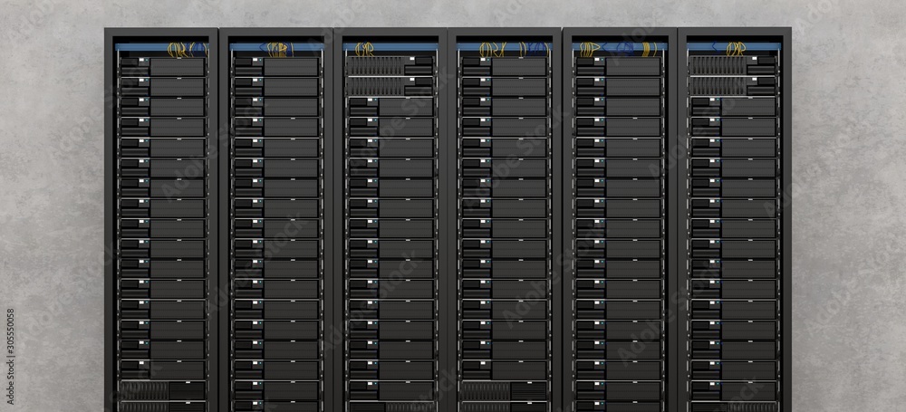 3d rendering of data servers. Data center theme. Data flow. 3d rendering of data servers. Data center theme. Data flow.