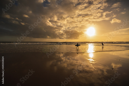 Beautiful sunset on the Carcavelos beach