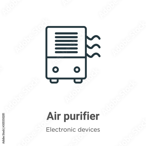 Air purifier outline vector icon. Thin line black air purifier icon, flat vector simple element illustration from editable electronic devices concept isolated on white background