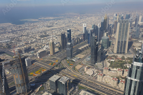 DUBAI, UAE - DECEMBER 26 2017: View of Dubai from the top