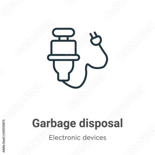 Garbage disposal outline vector icon. Thin line black garbage disposal icon, flat vector simple element illustration from editable electronic devices concept isolated on white background