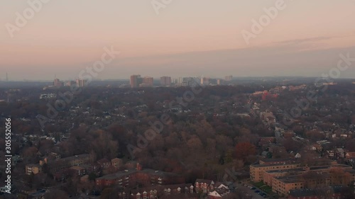 Wallpaper Mural Aerial Establishing Shot of an East End Toronto Neighborhood at Sunset in the Late Fall. Cinematic 4K Footage. Torontodigital.ca