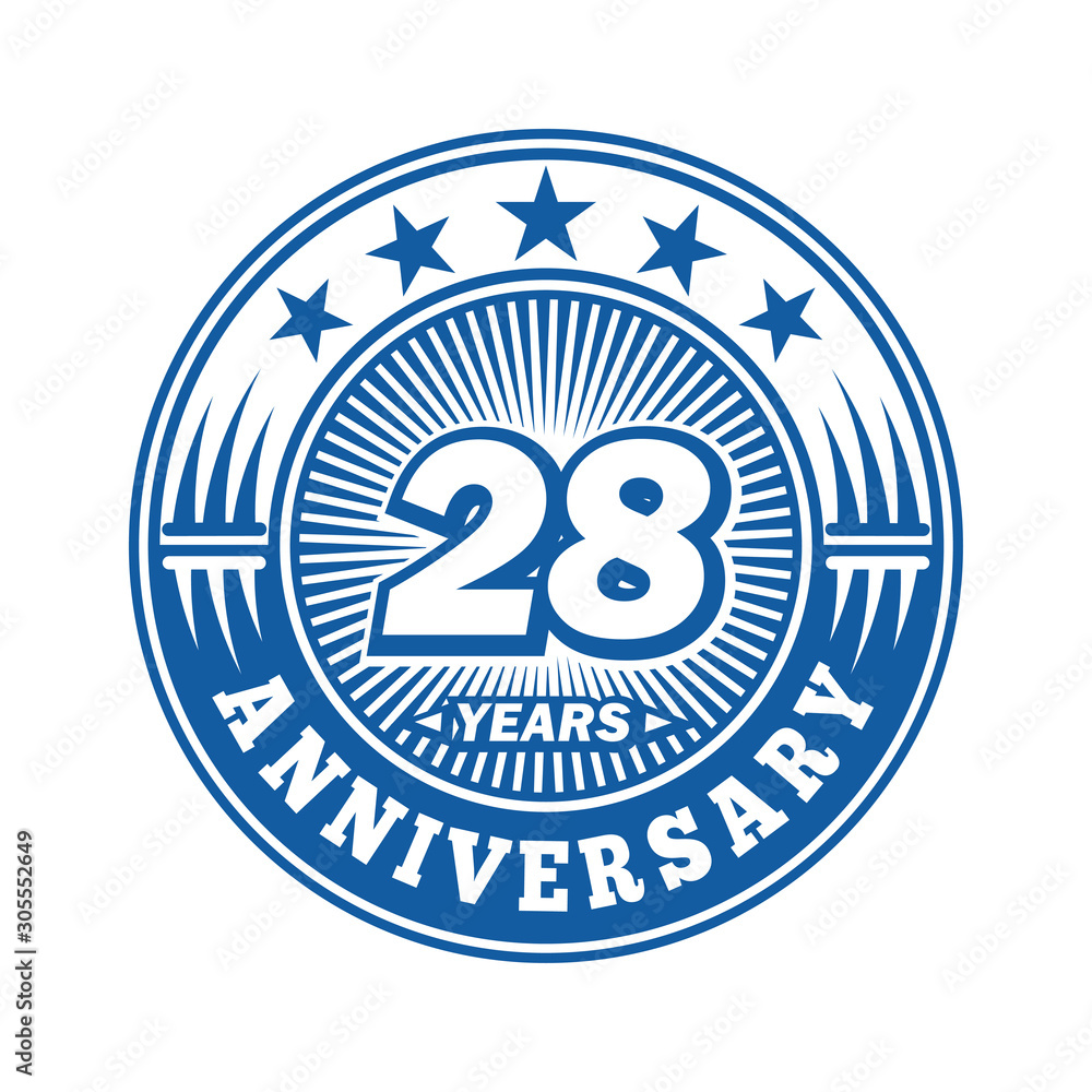 Fototapeta premium 28 years logo. Twenty-eight years anniversary celebration logo design. Vector and illustration.