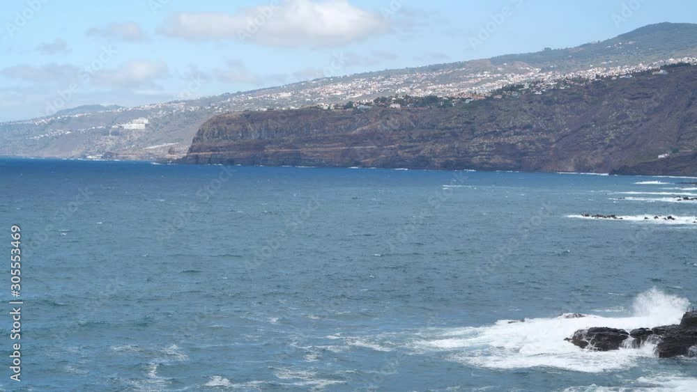 Waves on the coast of Tenerife island, Canary islands, Atlantic ocean, Spain Waves on the coast of Tenerife island, Canary islands, Atlantic ocean, Spain