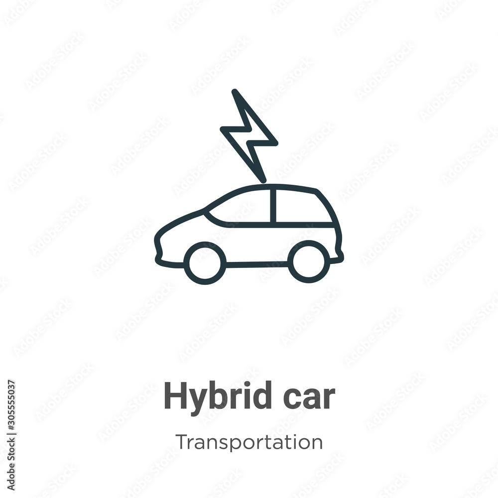 Hybrid car outline vector icon. Thin line black hybrid car icon, flat vector simple element illustration from editable transportation concept isolated on white background
