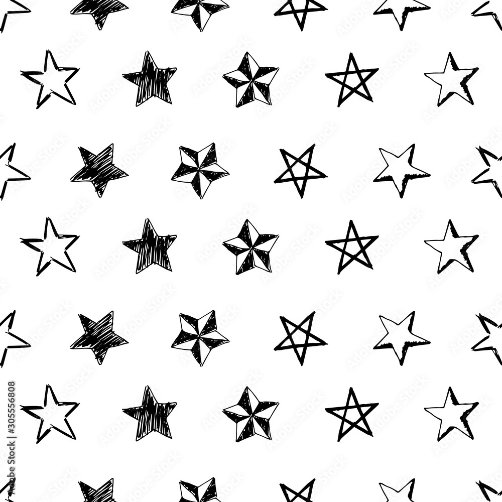 Seamless doodle hand drawn stars Seamless doodle hand drawn stars