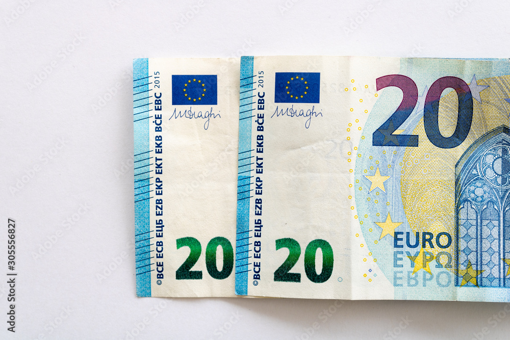 2020 written with euro bills 2020 written with euro bills