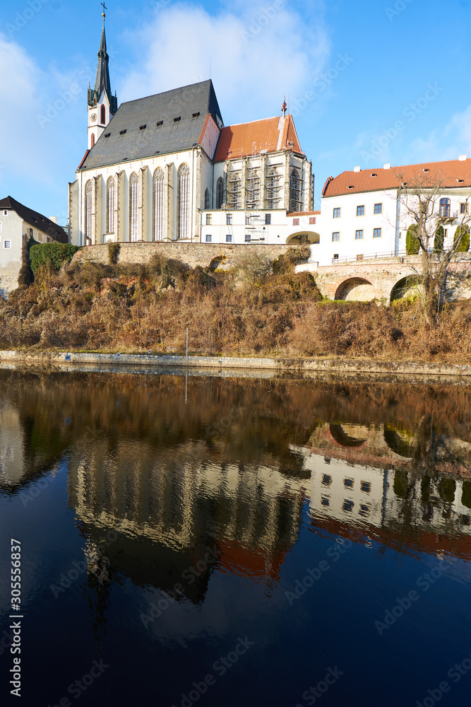 View of St. Vitus church in Cesky Krumlov View of St. Vitus church in Cesky Krumlov