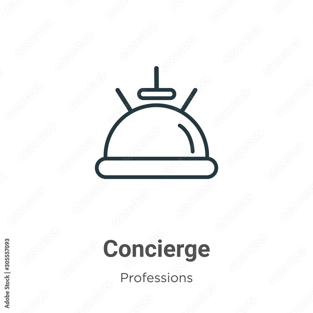 Fototapeta premium Concierge outline vector icon. Thin line black concierge icon, flat vector simple element illustration from editable professions concept isolated on white background