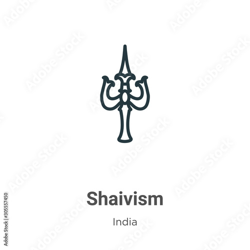 Shaivism outline vector icon. Thin line black shaivism icon, flat vector simple element illustration from editable india concept isolated on white background © Digital Bazaar