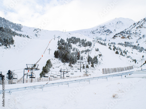 Empty ski slope at Vallter 2000 ski resort (Girona - Spain) © juancajuarez