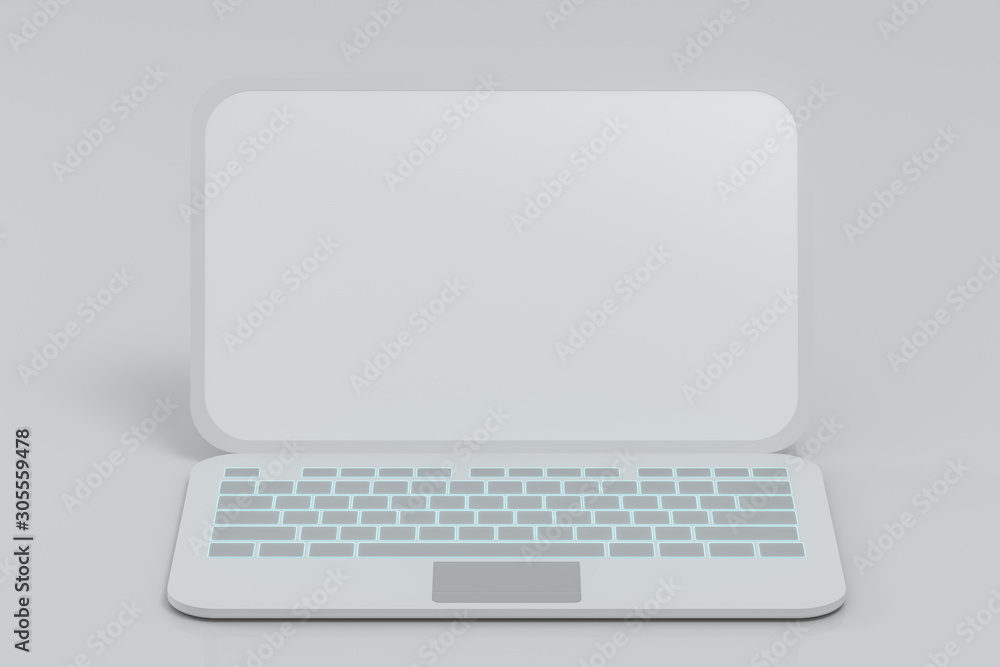 Laptop with white background, technological concept, 3d rendering. Laptop with white background, technological concept, 3d rendering.