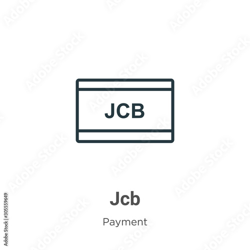 Jcb outline vector icon. Thin line black jcb icon, flat vector simple element illustration from editable payment concept isolated on white background