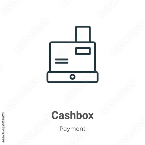 Cashbox outline vector icon. Thin line black cashbox icon, flat vector simple element illustration from editable ecommerce concept isolated on white background