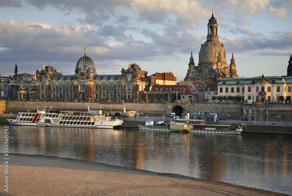 Embankment of river Elbe in Dresden. Germany
