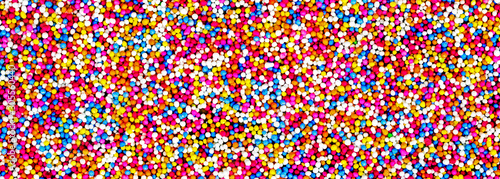 Fun, multicolor abstract of cake toppings, 100's and 1000's - candy banner / panorama / header for sweet design - food concept.