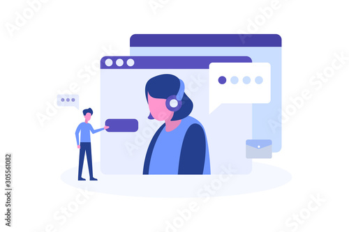 Customer support illustration concept for web landing page template, banner, flyer and presentation