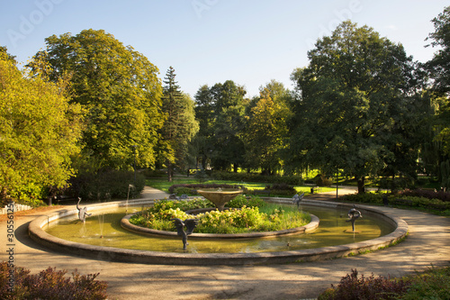 Fountain Symphony of birds at Park Podzamcze in Olsztyn. Poland  