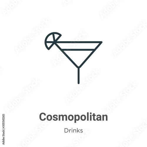 Cosmopolitan outline vector icon. Thin line black cosmopolitan icon, flat vector simple element illustration from editable drinks concept isolated on white background