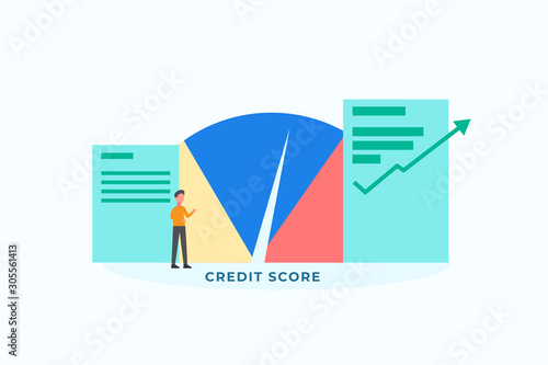 Credit Score illustration concept for web landing page template, banner, flyer and presentation