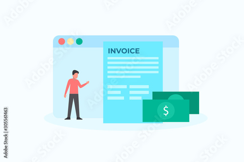Invoice payment illustration concept for web landing page template, banner, flyer and presentation