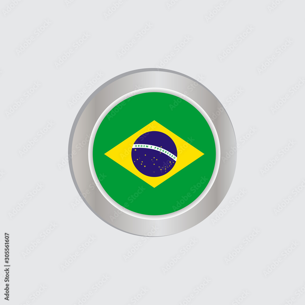 The Brazilian flag is horizontally isolated in official colors, map pins, like the original