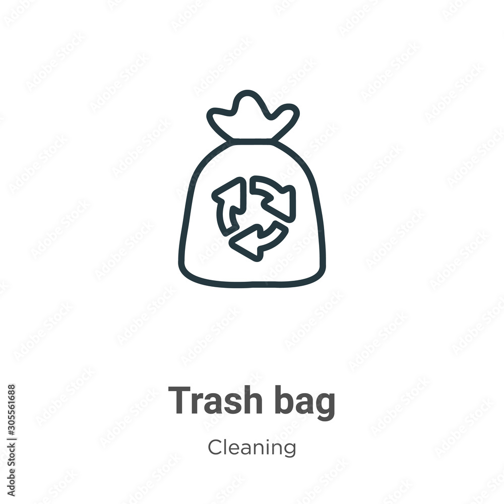 Trash bag outline vector icon. Thin line black trash bag icon, flat