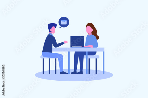 job interview illustration concept for web landing page template, banner, flyer and presentation