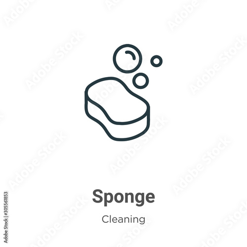 Sponge outline vector icon. Thin line black sponge icon, flat vector simple element illustration from editable cleaning concept isolated on white background photo