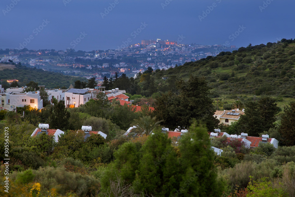 View of Kyrenia (Girne) from Karaman (Karmi) historical village. Cyprus