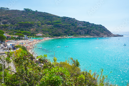 View of the famous Cavoli beach in the Isle of Elba, Tuscany, Italy photo