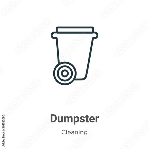 Dumpster outline vector icon. Thin line black dumpster icon, flat vector simple element illustration from editable cleaning concept isolated on white background