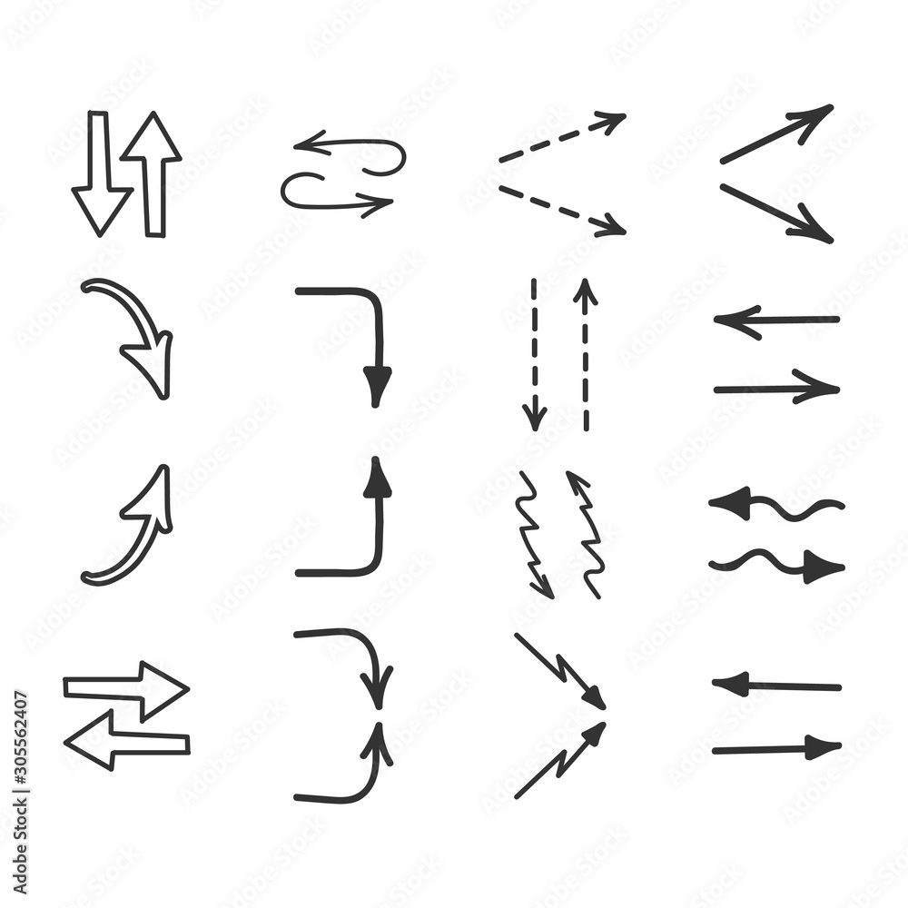 Vector set of hand draw black arrows on white background Vector set of hand draw black arrows on white background